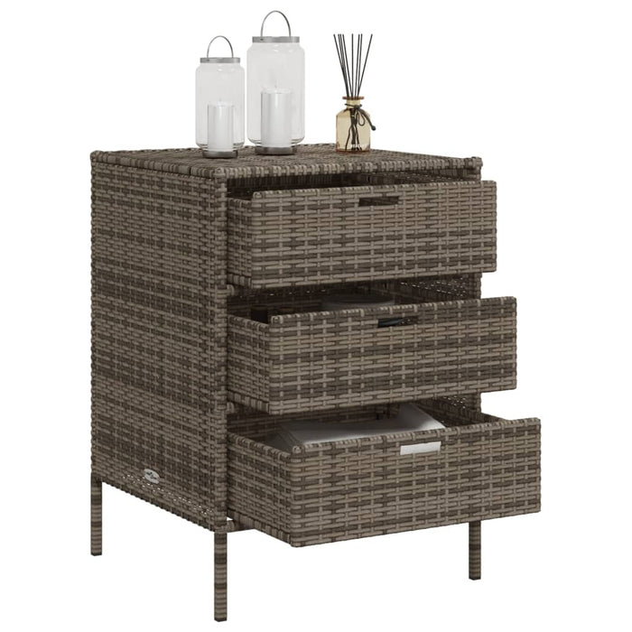 Garden Storage Cabinet Grey 55X59X80 Cm Poly Rattan Tlpppt