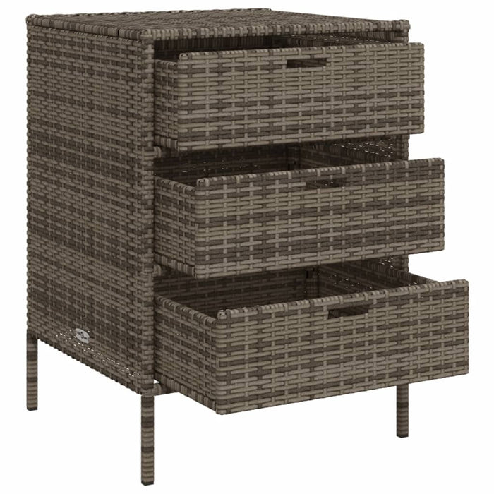 Garden Storage Cabinet Grey 55X59X80 Cm Poly Rattan Tlpppt