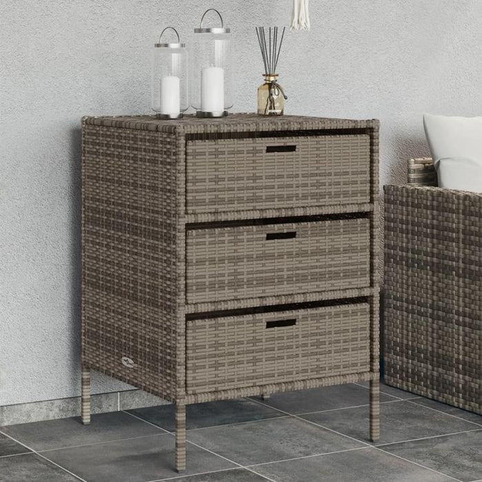 Garden Storage Cabinet Grey 55X59X80 Cm Poly Rattan Tlpppt