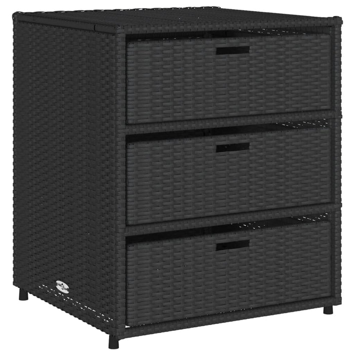 Garden Storage Cabinet Black 55X59X69 Cm Poly Rattan Tlpppp