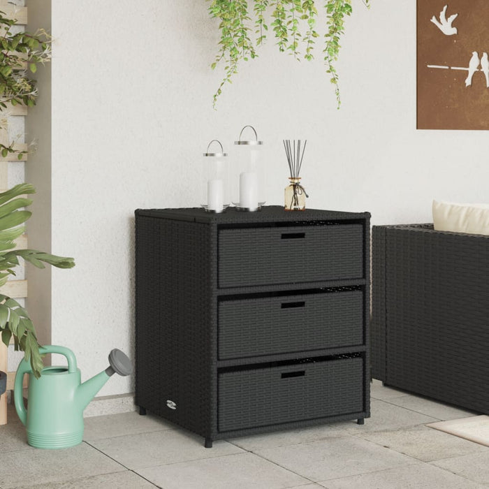 Garden Storage Cabinet Black 55X59X69 Cm Poly Rattan Tlpppp