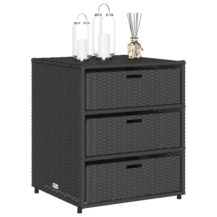 Garden Storage Cabinet Black 55X59X69 Cm Poly Rattan Tlpppp