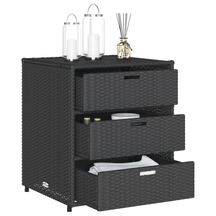 Garden Storage Cabinet Black 55X59X69 Cm Poly Rattan Tlpppp