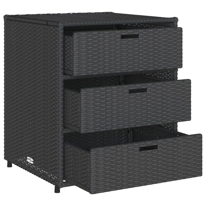 Garden Storage Cabinet Black 55X59X69 Cm Poly Rattan Tlpppp
