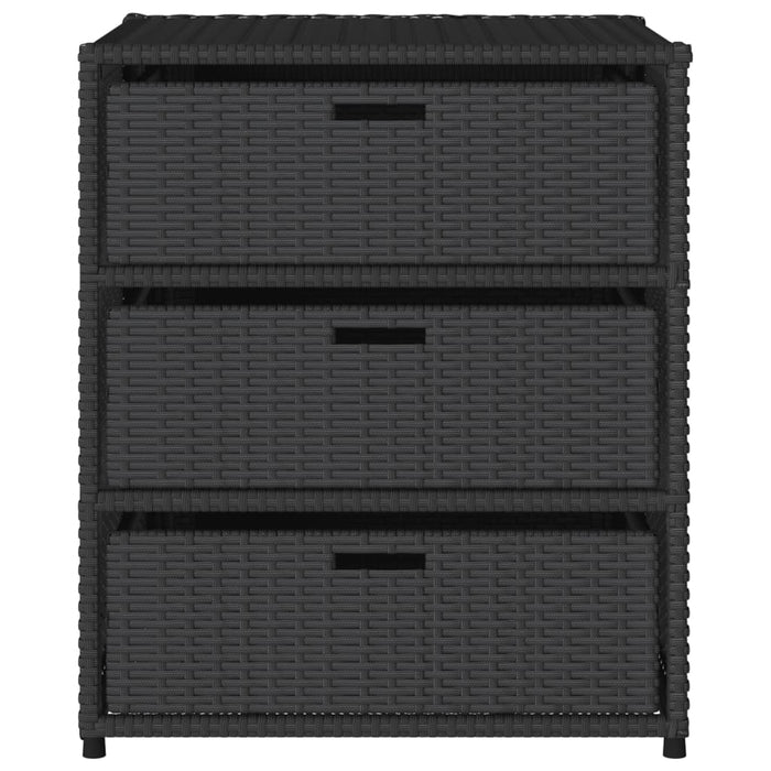 Garden Storage Cabinet Black 55X59X69 Cm Poly Rattan Tlpppp
