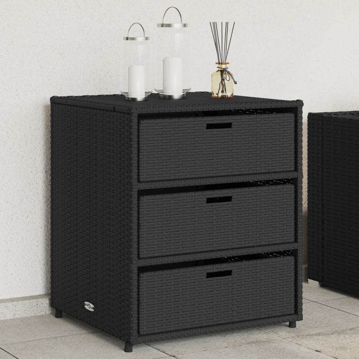 Garden Storage Cabinet Black 55X59X69 Cm Poly Rattan Tlpppp