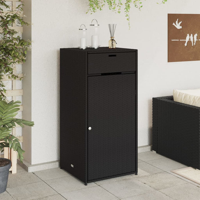 Garden Storage Cabinet Black 55X55X111 Cm Poly Rattan Tlpppk