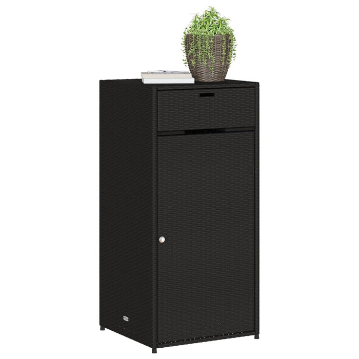 Garden Storage Cabinet Black 55X55X111 Cm Poly Rattan Tlpppk