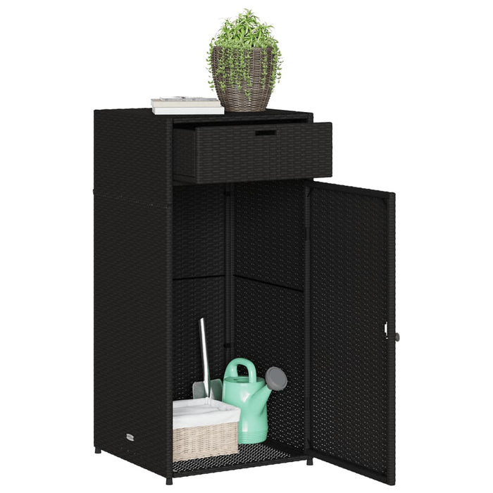 Garden Storage Cabinet Black 55X55X111 Cm Poly Rattan Tlpppk