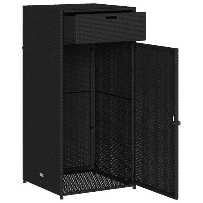 Garden Storage Cabinet Black 55X55X111 Cm Poly Rattan Tlpppk