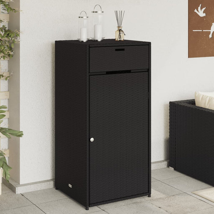Garden Storage Cabinet Black 55X55X111 Cm Poly Rattan Tlpppk