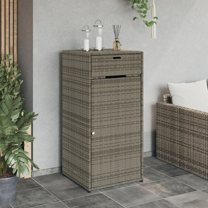 Garden Storage Cabinet Grey 55X55X111 Cm Poly Rattan Tlpplo