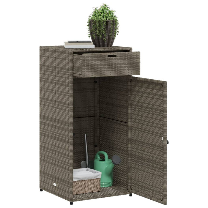 Garden Storage Cabinet Grey 55X55X111 Cm Poly Rattan Tlpplo