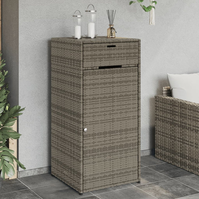 Garden Storage Cabinet Grey 55X55X111 Cm Poly Rattan Tlpplo