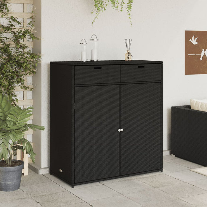 Garden Storage Cabinet Black 105X55X113 Cm Poly Rattan Tlpplt