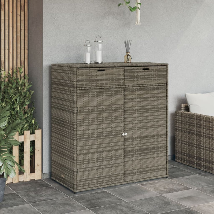 Garden Storage Cabinet Grey 105X55X113 Cm Poly Rattan Tlpplp