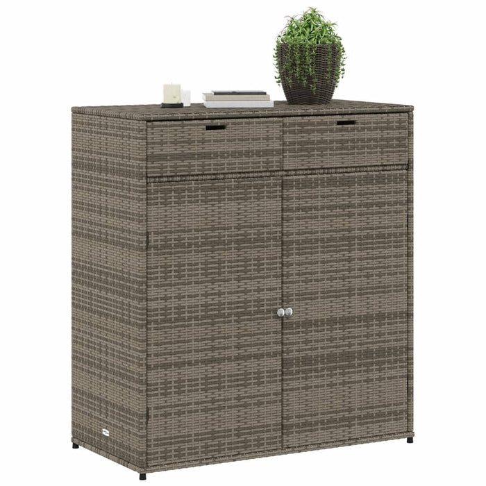 Garden Storage Cabinet Grey 105X55X113 Cm Poly Rattan Tlpplp