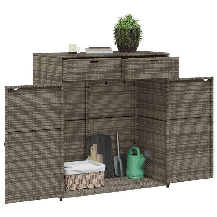 Garden Storage Cabinet Grey 105X55X113 Cm Poly Rattan Tlpplp