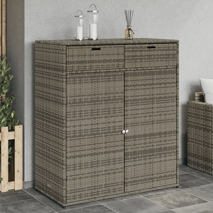 Garden Storage Cabinet Grey 105X55X113 Cm Poly Rattan Tlpplp