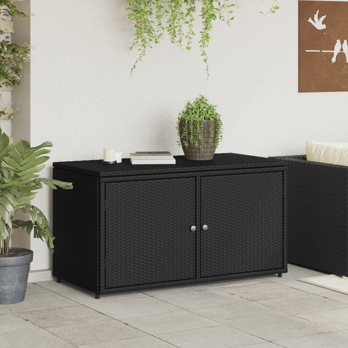 Garden Storage Cabinet Black 110X55X60.5 Cm Poly Rattan Tlppli
