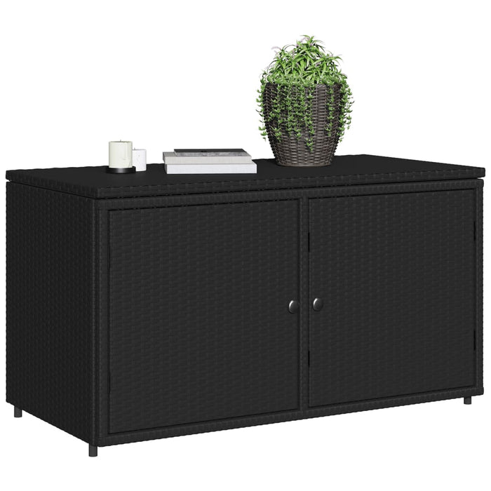 Garden Storage Cabinet Black 110X55X60.5 Cm Poly Rattan Tlppli