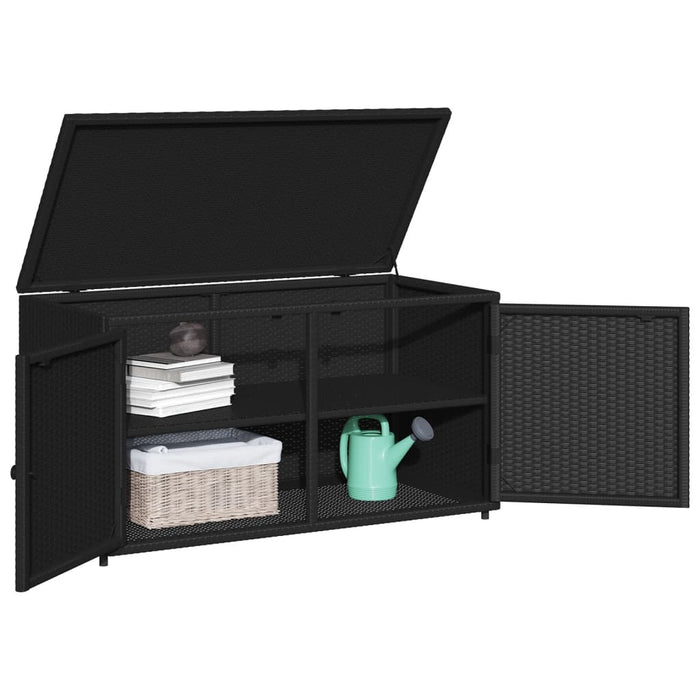 Garden Storage Cabinet Black 110X55X60.5 Cm Poly Rattan Tlppli