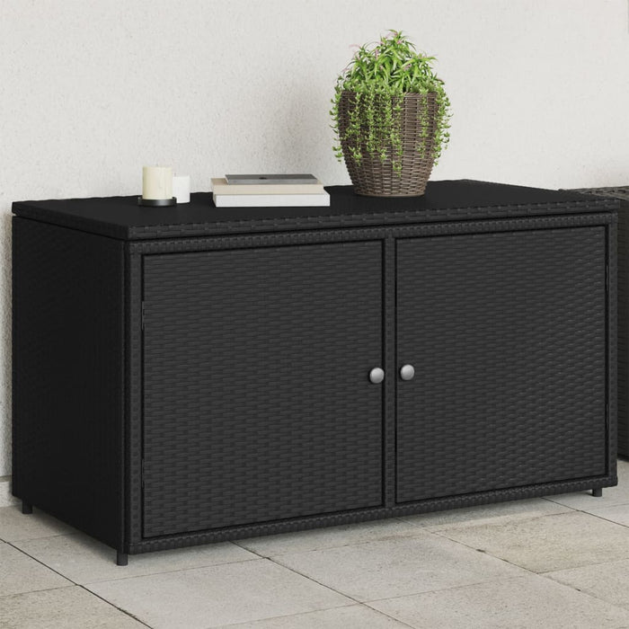 Garden Storage Cabinet Black 110X55X60.5 Cm Poly Rattan Tlppli