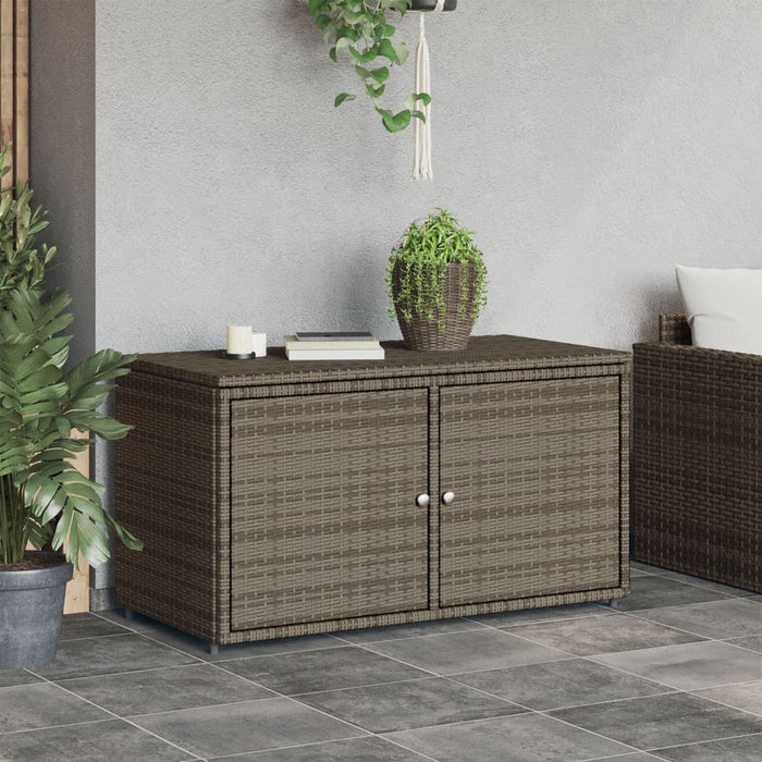 Garden Storage Cabinet Grey 110X55X60.5 Cm Poly Rattan Tlpplk