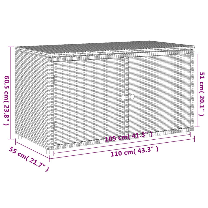 Garden Storage Cabinet Grey 110X55X60.5 Cm Poly Rattan Tlpplk