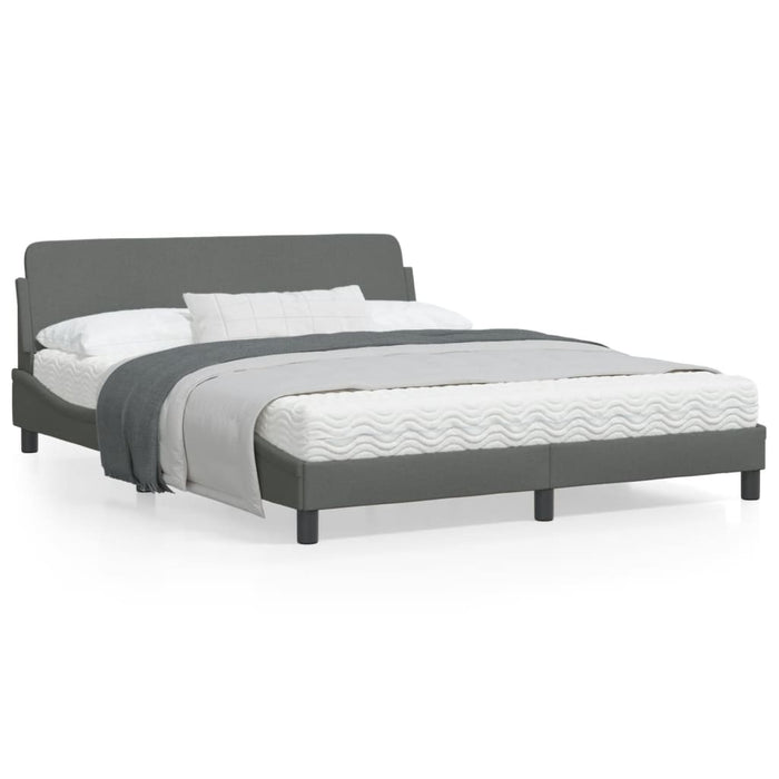 Queen Size Bed Frame With Headboard Dark Grey 152X203 Cm Fabric Titxnk