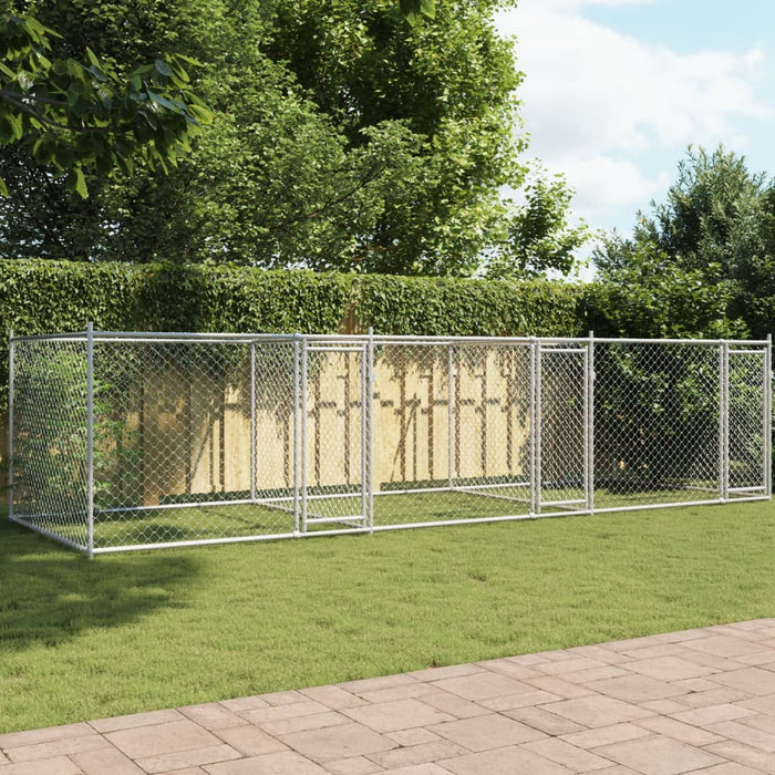 Dog Cage With Doors Grey 6X2X1.5 M Galvanised Steel Txbkpia