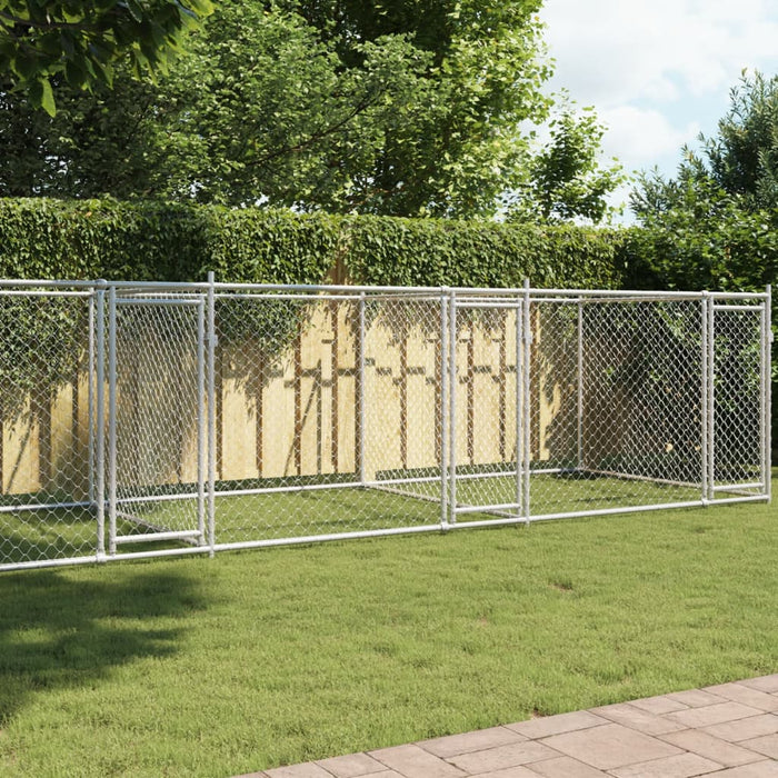 Dog Cage With Doors Grey 8X2X1.5 M Galvanised Steel Txbkpip