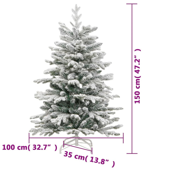 Artificial Hinged Christmas Tree 150 Leds & Flocked Snow 150 Cm Txobapx