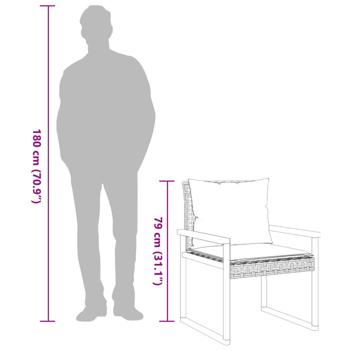 3 Piece Bistro Set With Cushions Black Poly Rattan Acacia Wood Tlpnlb