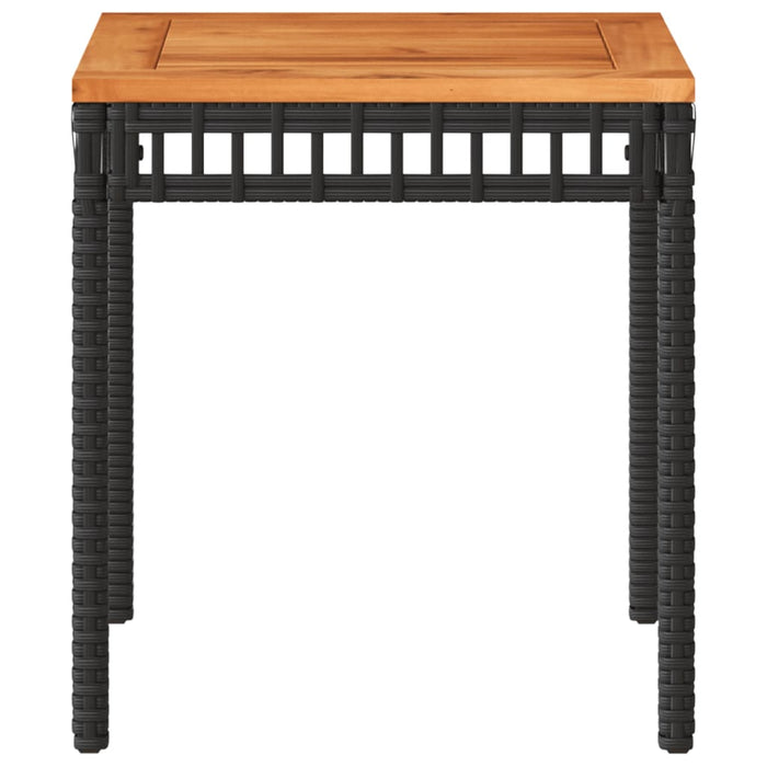 Garden Table Black 38X38X42 Cm Poly Rattan Acacia Wood Tlpnla