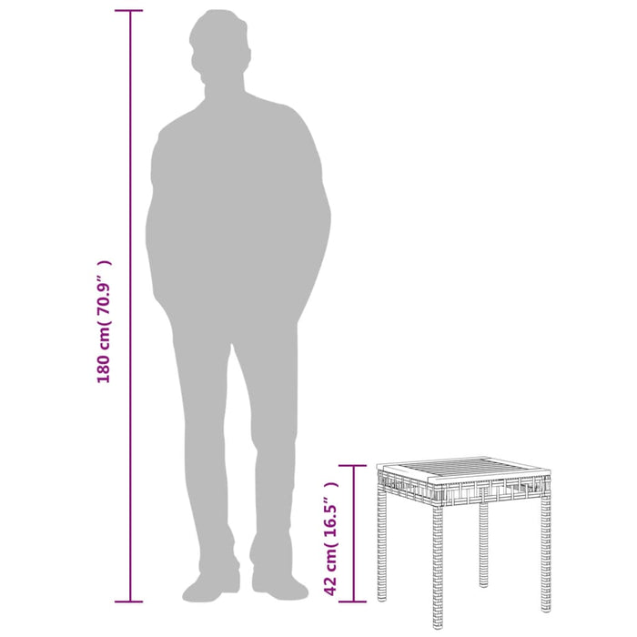 Garden Table Black 38X38X42 Cm Poly Rattan Acacia Wood Tlpnla