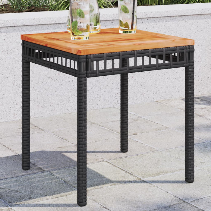 Garden Table Black 38X38X42 Cm Poly Rattan Acacia Wood Tlpnla