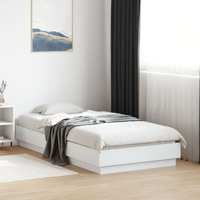 Single Size Bed Frame With Led Lights White 90X190 Cm Ntkptk