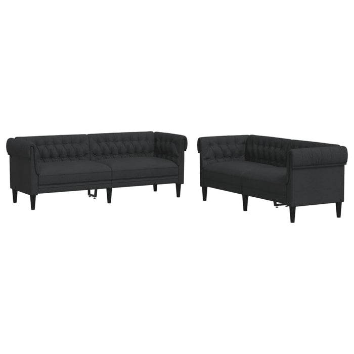 2 Piece Sofa Set Black Fabric Txbkxbx
