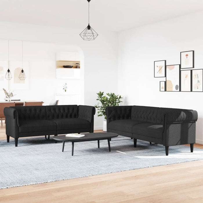 2 Piece Sofa Set Black Fabric Txbkxbx