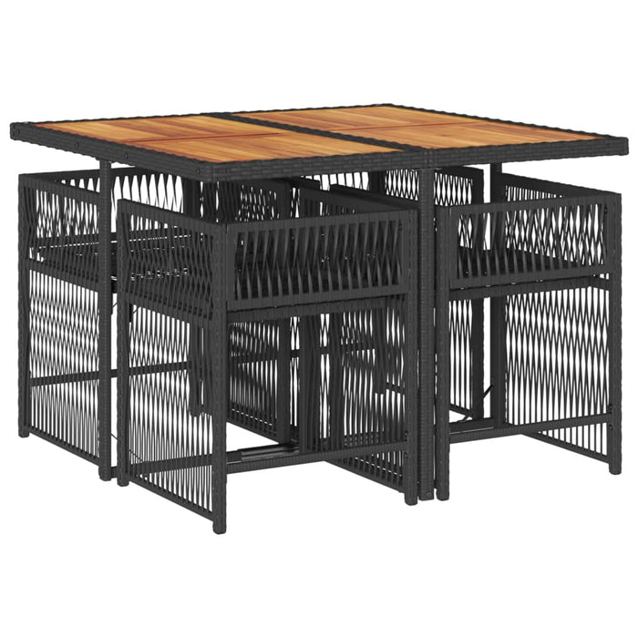 5 Piece Garden Dining Set With Cushions Black Poly Rattan Txoolxt