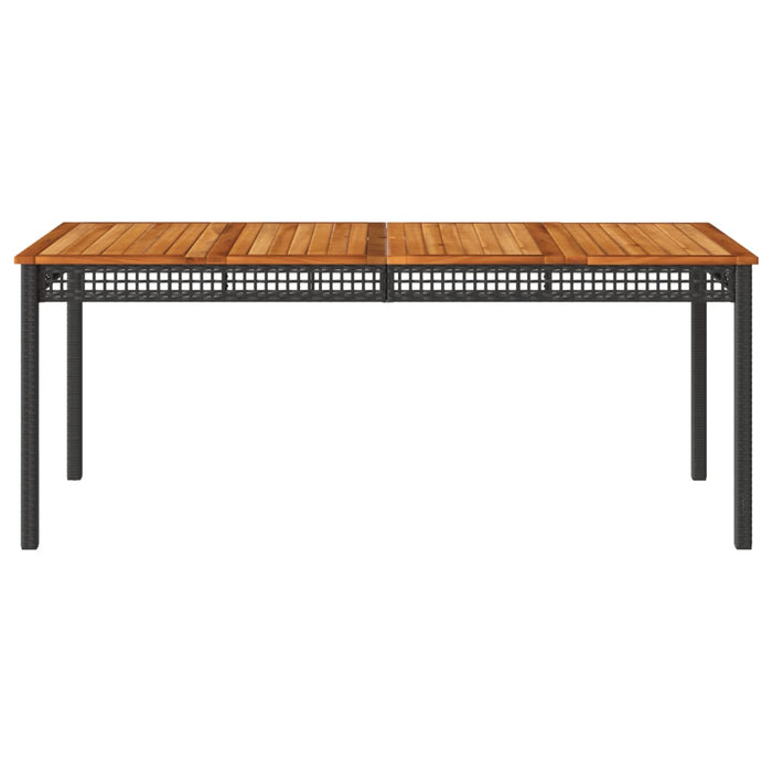 Garden Table Black 180X90X75 Cm Poly Rattan Acacia Wood Tllxik