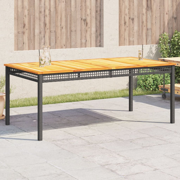 Garden Table Black 180X90X75 Cm Poly Rattan Acacia Wood Tllxik