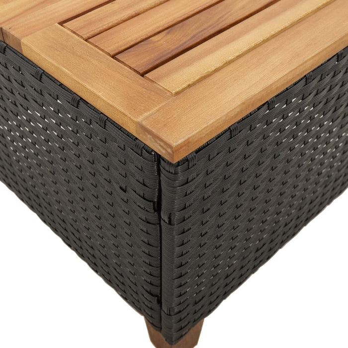 Garden Table Black 45X45X37 Cm Poly Rattan Acacia Wood Tlltxp