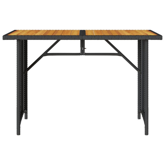 Garden Table With Wooden Top Black 110X68X70 Cm Poly Rattan Tlltpp