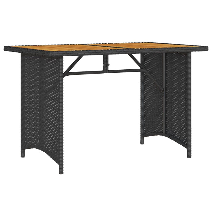 Garden Table With Wooden Top Black 110X68X70 Cm Poly Rattan Tlltpp