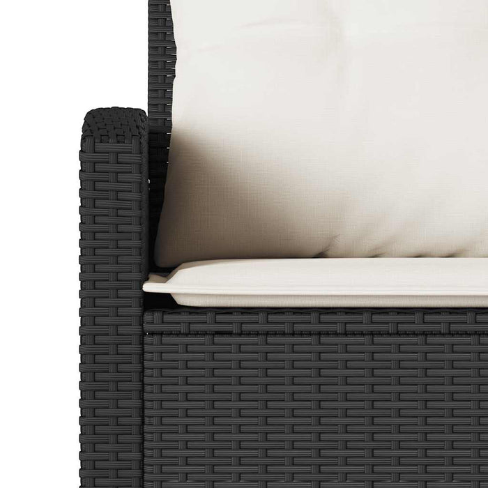 L-Shaped Couch Sofa With Cushions Black Poly Rattan Tlpaop