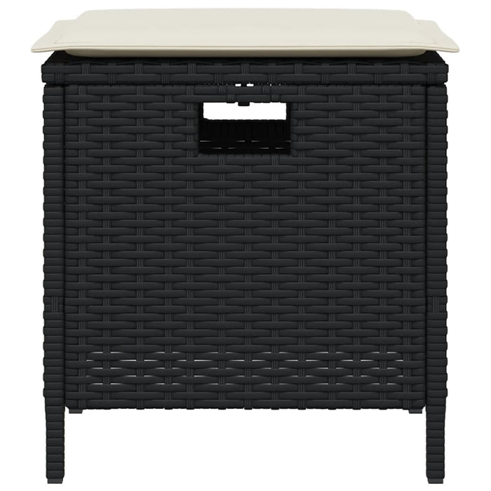 5 Piece Garden Dining Set With Cushions Black Poly Rattan Tlpaxb