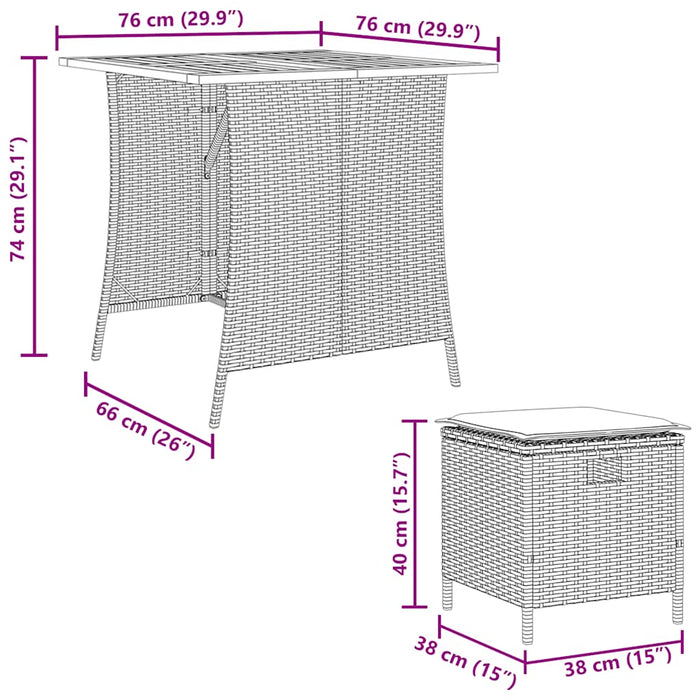 5 Piece Garden Dining Set With Cushions Beige Poly Rattan Tlpaxx