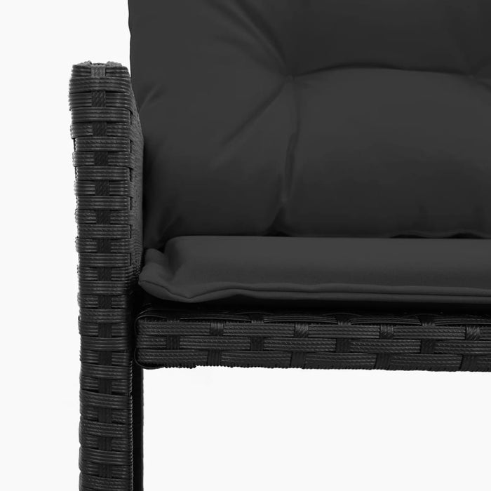 Garden Sofa With Table And Cushions L-Shaped Black Poly Rattan Tlppix